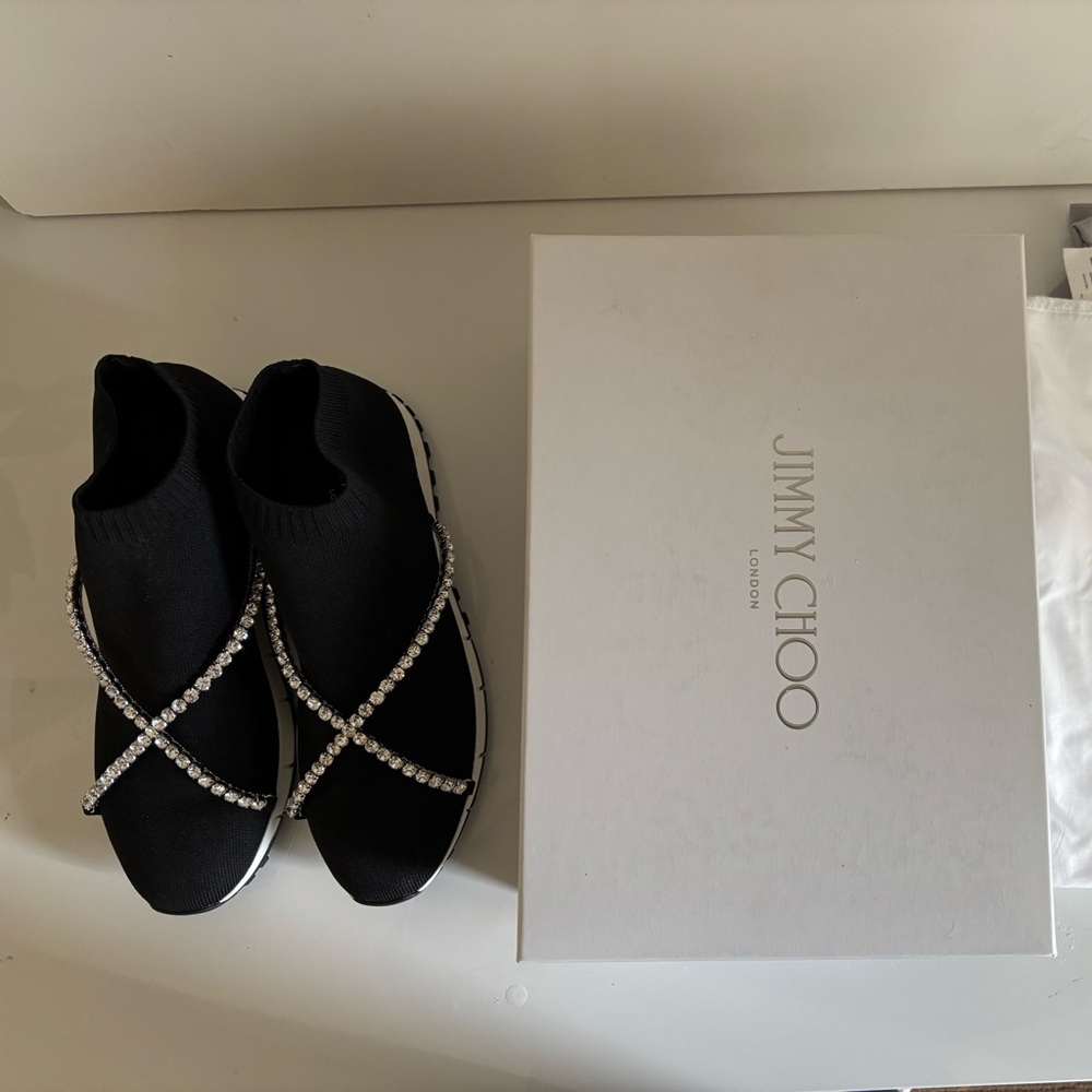 Jimmy Choo Black Sneakers Sleek Design - WORN ONCE. Size 38